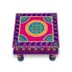 Handicraft Wooden Chourang Pooja Chowki in Purple and Pink